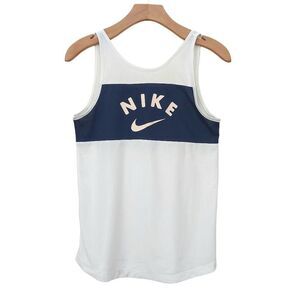Nike Tank Top Girls Youth XL White Navy Swoosh Breathable Running Athleisure